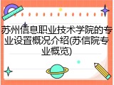 苏州信息职业技术学院的专业设置概况介绍(苏信院专业概览)