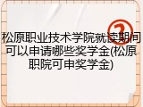 松原职业技术学院就读期间可以申请哪些奖学金(松原职院可申奖学金)