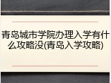 青岛城市学院办理入学有什么攻略没(青岛入学攻略)