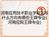 河南应用技术职业学院主攻什么方向有哪些王牌专业(河南应院王牌专业)