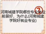 河南城建学院哪些专业就业前景好，为什么(河南城建学院好就业专业)
