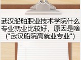武汉船舶职业技术学院什么专业就业比较好，原因是啥("武汉船院高就业专业")