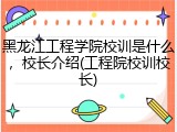 黑龙江工程学院校训是什么，校长介绍(工程院校训校长)