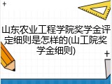 山东农业工程学院奖学金评定细则是怎样的(山工院奖学金细则)