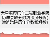 天津滨海汽车工程职业学院历年录取分数线深度分析(津滨汽院历年分数线解析)