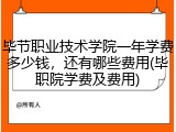 毕节职业技术学院一年学费多少钱，还有哪些费用(毕职院学费及费用)