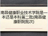 南昌健康职业技术学院是一本还是本科第二批(南昌健康职院批次)