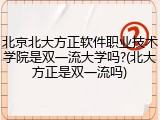 北京北大方正软件职业技术学院是双一流大学吗?(北大方正是双一流吗)
