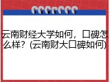 云南财经大学如何，口碑怎么样？(云南财大口碑如何)