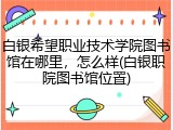 白银希望职业技术学院图书馆在哪里，怎么样(白银职院图书馆位置)