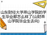 山东财经大学燕山学院的学生毕业都怎么样了(山财燕山学院毕业生去向)