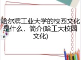 哈尔滨工业大学的校园文化是什么，简介(哈工大校园文化)