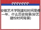 安徽艺术学院建校时间是哪一年，什么历史背景(安艺建校时间背景)