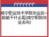 咸宁职业技术学院毕业后一般能干什么呢(咸宁职院毕业去向)