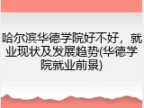 哈尔滨华德学院好不好，就业现状及发展趋势(华德学院就业前景)
