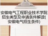 安徽电气工程职业技术学院招生类型及申请条件解读(安徽电气招生条件)