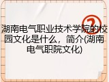 湖南电气职业技术学院的校园文化是什么，简介(湖南电气职院文化)
