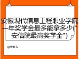 安徽现代信息工程职业学院一年奖学金最多能拿多少("安信院最高奖学金")
