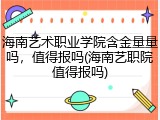 海南艺术职业学院含金量量吗，值得报吗(海南艺职院值得报吗)