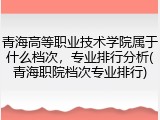 青海高等职业技术学院属于什么档次，专业排行分析(青海职院档次专业排行)