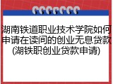 湖南铁道职业技术学院如何申请在读间的创业无息贷款(湖铁职创业贷款申请)