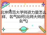 北京师范大学师资力量怎么样，名气如何(北师大师资名气)