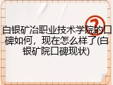 白银矿冶职业技术学院的口碑如何，现在怎么样了(白银矿院口碑现状)