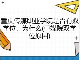 重庆传媒职业学院是否有双学位，为什么(重媒院双学位原因)