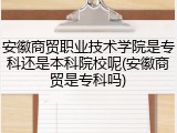 安徽商贸职业技术学院是专科还是本科院校呢(安徽商贸是专科吗)