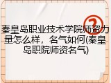 秦皇岛职业技术学院师资力量怎么样，名气如何(秦皇岛职院师资名气)