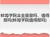 蚌埠学院含金量量吗，值得报吗(蚌埠学院值得报吗)