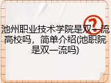 池州职业技术学院是双一流高校吗，简单介绍(池职院是双一流吗)