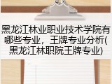 黑龙江林业职业技术学院有哪些专业，王牌专业分析(黑龙江林职院王牌专业)