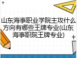 山东海事职业学院主攻什么方向有哪些王牌专业(山东海事职院王牌专业)