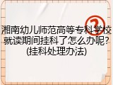 湘南幼儿师范高等专科学校就读期间挂科了怎么办呢？(挂科处理办法)