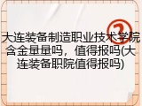 大连装备制造职业技术学院含金量量吗，值得报吗(大连装备职院值得报吗)