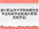 嘉兴职业技术学院有哪些奖学金和助学金呢(嘉兴职院奖助学金)