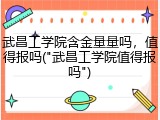 武昌工学院含金量量吗，值得报吗("武昌工学院值得报吗")