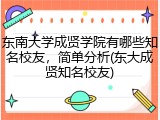 东南大学成贤学院有哪些知名校友，简单分析(东大成贤知名校友)
