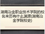 湖南冶金职业技术学院的校名来历有什么渊源(湖南冶金学院校史)