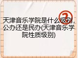 天津音乐学院是什么级别，公办还是民办(天津音乐学院性质级别)