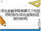河北金融学院有哪几个校区，何时创办(河北金院校区创办时间)