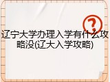 辽宁大学办理入学有什么攻略没(辽大入学攻略)