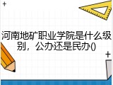 河南地矿职业学院是什么级别，公办还是民办()