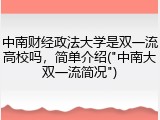 中南财经政法大学是双一流高校吗，简单介绍("中南大双一流简况")