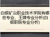 白银矿冶职业技术学院有哪些专业，王牌专业分析(白银职院专业分析)