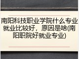 南阳科技职业学院什么专业就业比较好，原因是啥(南阳职院好就业专业)