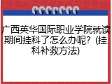 广西英华国际职业学院就读期间挂科了怎么办呢？(挂科补救方法)