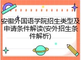 安徽外国语学院招生类型及申请条件解读(安外招生条件解析)