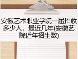 安徽艺术职业学院一届招收多少人，最近几年(安徽艺院近年招生数)
